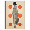 Stylish gray poster with vibrant orange abstract shapes - in a black frame