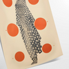 Stylish gray poster with vibrant orange abstract shapes - as a rolled, unframed print