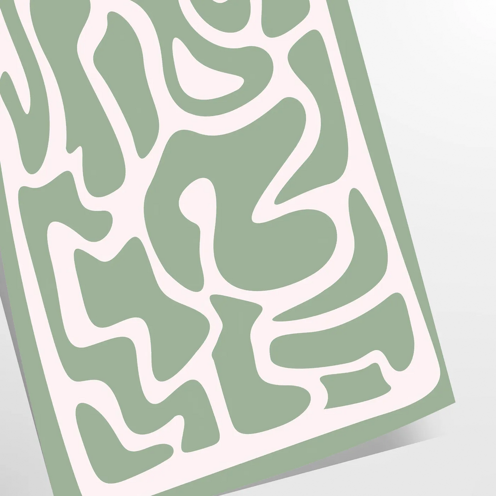 Abstract design featuring green and blue shapes in a modern style
