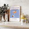 Illustration of a Pornstar Martini cocktail with orange and blue hues - styled on a counter with eucalyptus and a bowl of lemons