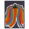 A pumpkin covered in polka dots against a cosmic background in Yayoi Kusama's style - in a black frame