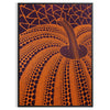Yayoi Kusama pumpkin artwork with rich brown and green hues - in a black frame
