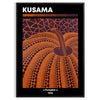 Orange pumpkin covered in black polka dots in Yayoi Kusama's style - in a black frame