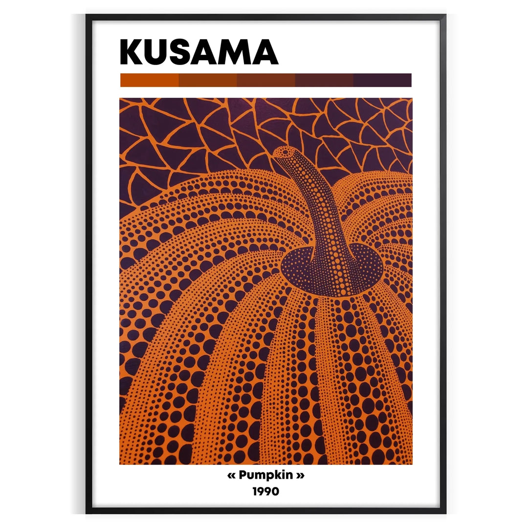 A whimsical pumpkin pattern in black and green by Yayoi Kusama