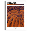 Fantazyjny wzór dyni w czerni i zieleni autorstwa Yayoi Kusama - w czarnej ramie