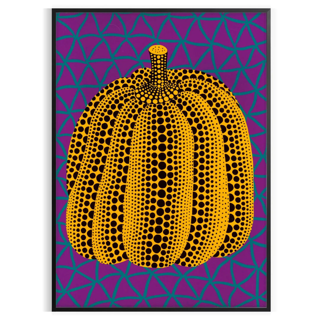 Colorful pumpkin pattern with polka dots by Yayoi Kusama