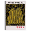 Yellow pumpkin with black polka dots in Yayoi Kusama's signature style - in a black frame