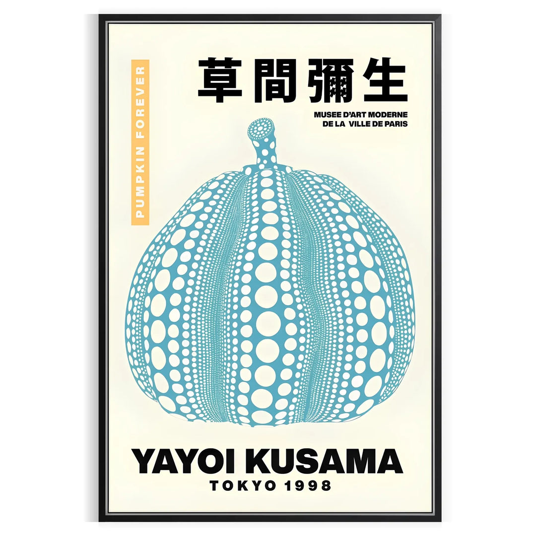Yellow pumpkin with black polka dots on a white background