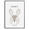 A rabbit in a serene gray and black color palette - in a black frame