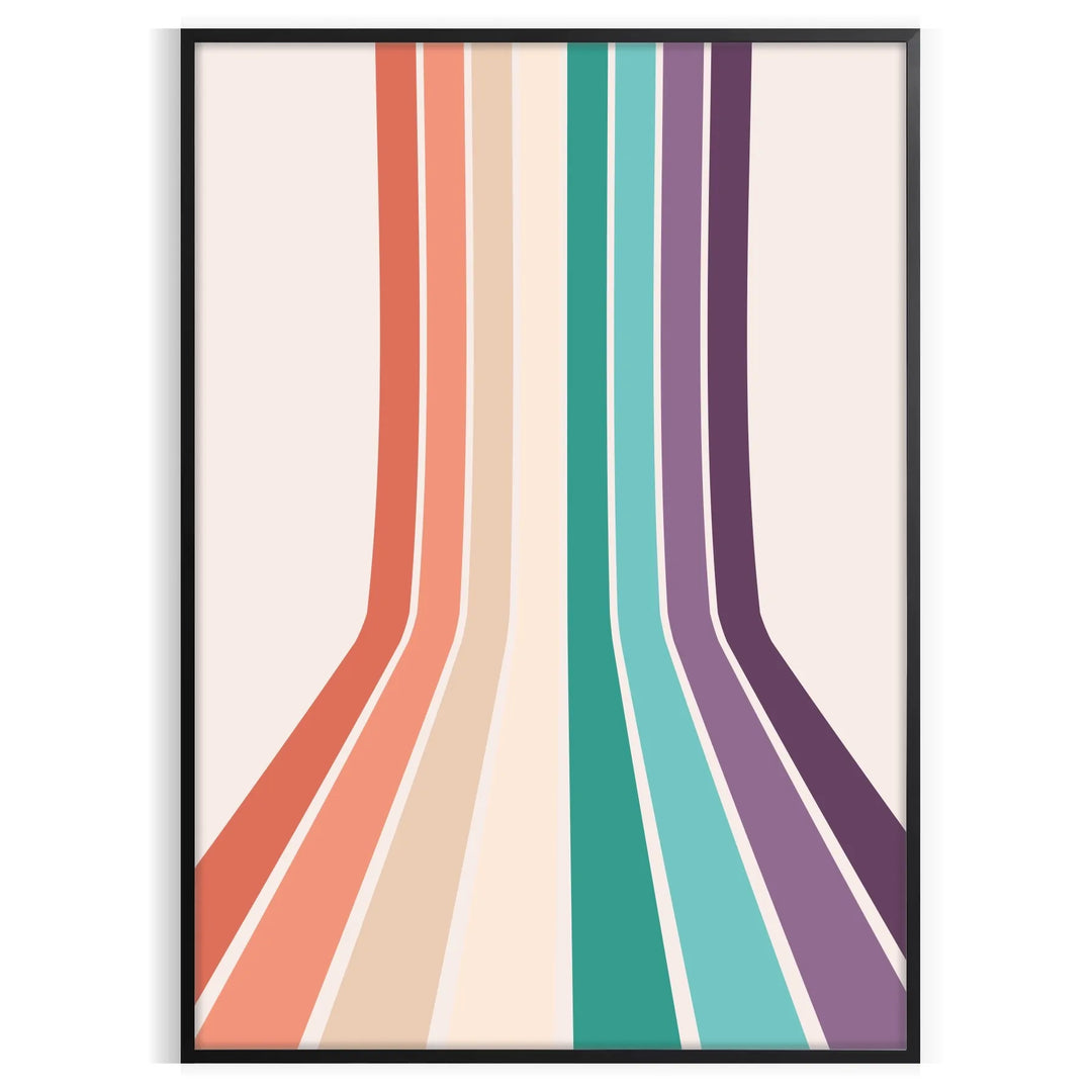 Design abstrato colorido apresentando um espectro de arco-íris em fundo cinza - numa moldura preta