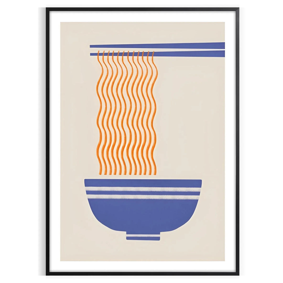 Illustration of a ramen kitchen with orange and gray tones