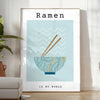 art culinaire affiche vibrante nuances vert bleu idéal cuisine cadeau formats A4 cm A0 - dans une pièce lumineuse épurée avec plante et fauteuil