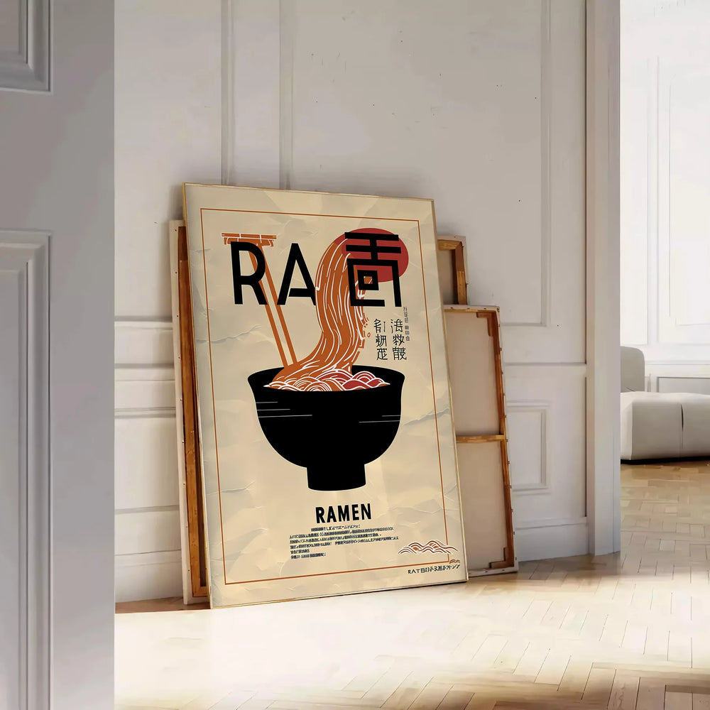 Illustration of a ramen kitchen with black and brown tones