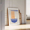 Illustration of a ramen kitchen with orange and gray tones - leaning on a herringbone floor against a white panelled wall