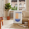 Illustration of a ramen kitchen with orange and gray tones - in a Parisian living room with a sofa and a fig plant