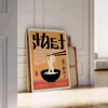 affiche vibrante cuisine noir orange cadeau une touche décor unique formats variés A4 cm A0 - posée sur un parquet à chevrons contre un mur à moulures