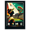 Art Deco style poster featuring a tennis player in Rome - in a black frame