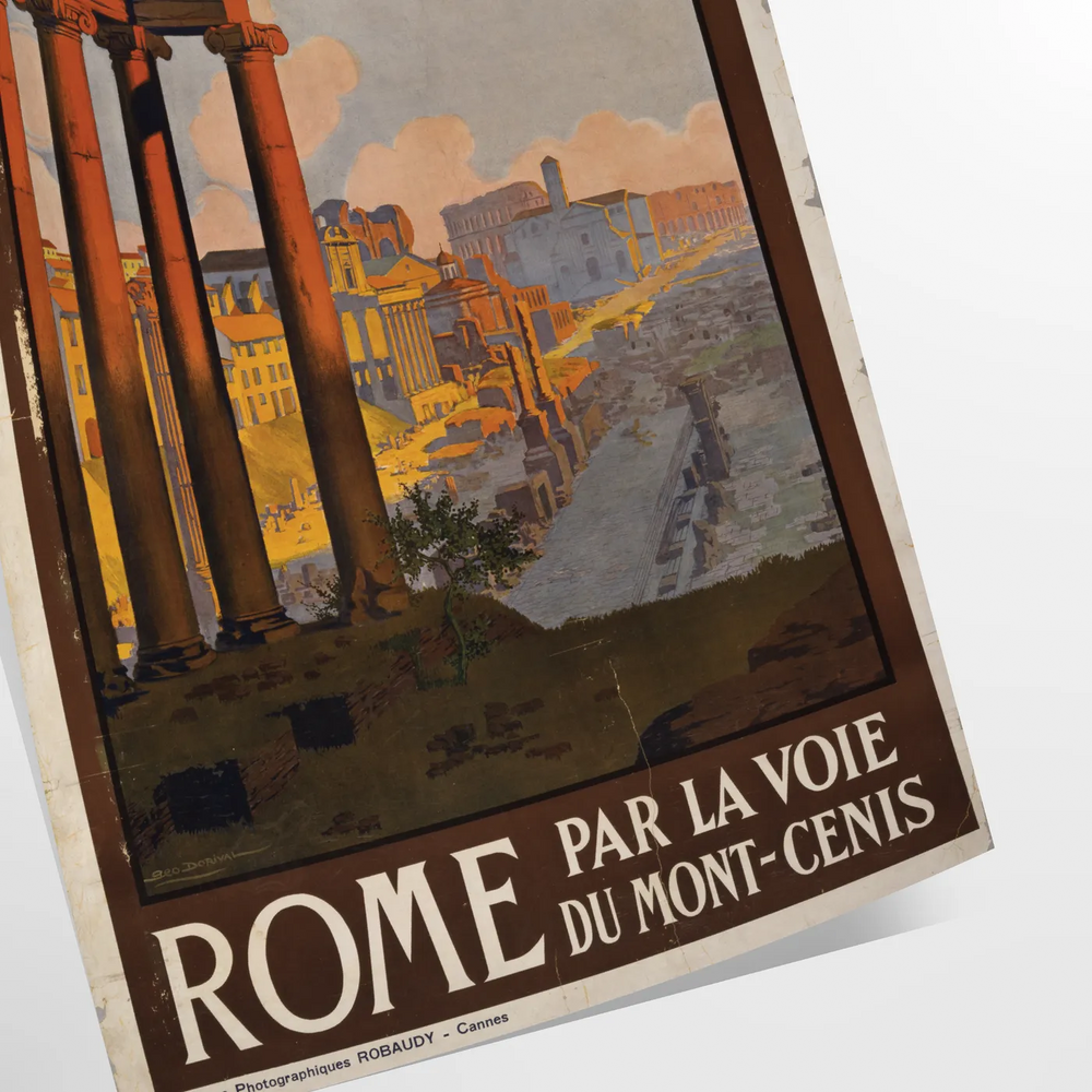 Illustration of Rome's skyline with rich brown and green tones