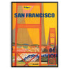Illustration of San Francisco skyline with warm brown and orange tones - in a black frame