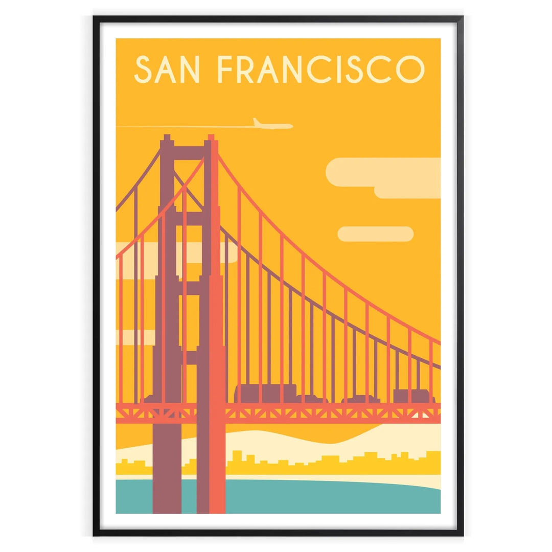 Stylized illustration of San Francisco with gray and green tones
