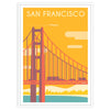Stylized illustration of San Francisco with gray and green tones - in a white frame