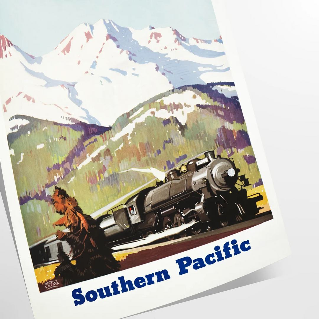 Travel poster featuring San Francisco and Portland with gray and green tones - as a rolled, unframed print