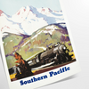 Travel poster featuring San Francisco and Portland with gray and green tones - as a rolled, unframed print