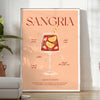 Un'illustrazione colorata di un cocktail di sangria in un bicchiere con fette di frutta - in una stanza luminosa e minimalista con pianta e poltrona