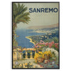 Travel poster depicting Sanremo, Italy, in soft gray and green tones - in a black frame