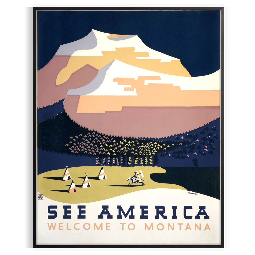 Montana landscape with mountains and trees in muted gray and black tones