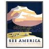 Montana landscape with mountains and trees in muted gray and black tones - in a black frame