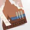 Vintage-style travel poster featuring the USA in muted gray and brown tones - as a rolled, unframed print