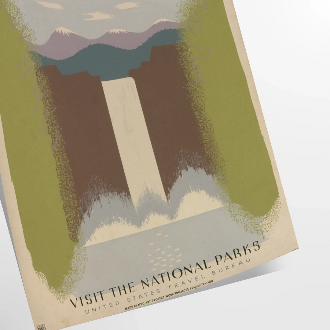 A vintage travel poster featuring the text 'See America' with green and gray landscapes. - as a rolled, unframed print