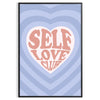 Abstract design with brown and blue hues promoting self-love and positivity - in a black frame
