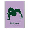 A serene yoga pose silhouette against calming green and blue tones - in a black frame