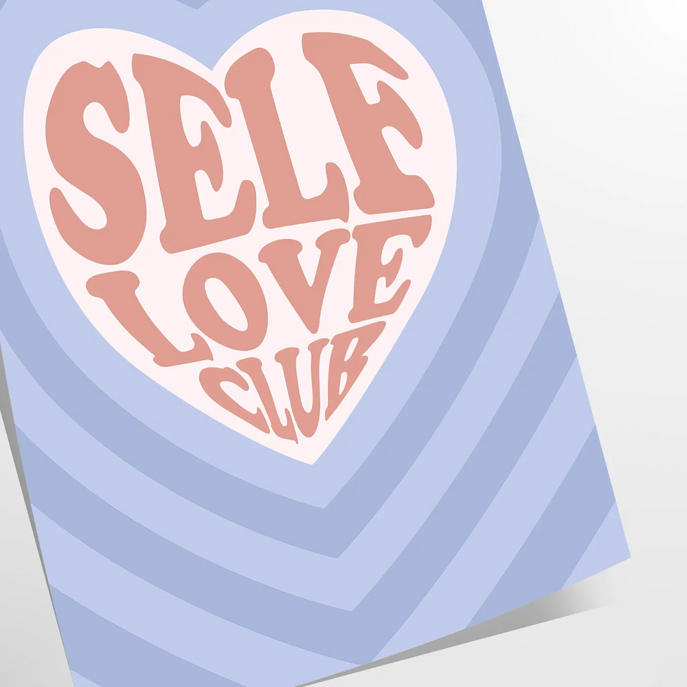 Abstract design with brown and blue hues promoting self-love and positivity