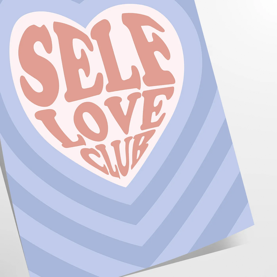 Abstract design with brown and blue hues promoting self-love and positivity