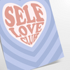 Abstract design with brown and blue hues promoting self-love and positivity