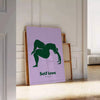 A serene yoga pose silhouette against calming green and blue tones - leaning on a herringbone floor against a white panelled wall