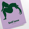 A serene yoga pose silhouette against calming green and blue tones