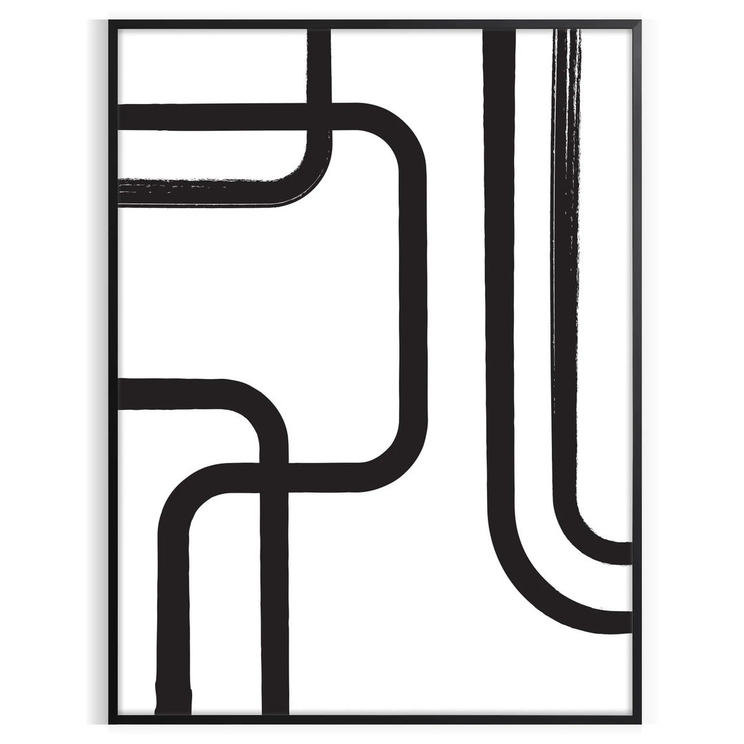 Abstract shapes in black and blue with a boho style