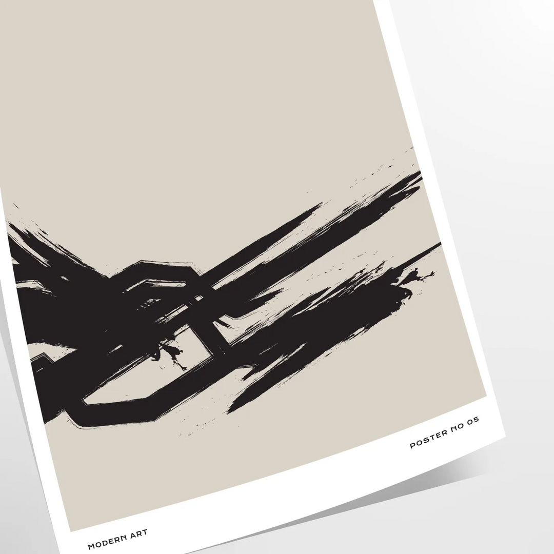 Abstract shapes in black and orange with a bohemian style