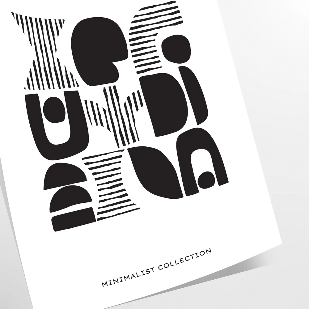 Abstract shapes in a bohemian style with gray and black tones