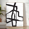 Abstract boho shapes in earthy tones with a textured background - in a bright minimalist room with a plant and an armchair
