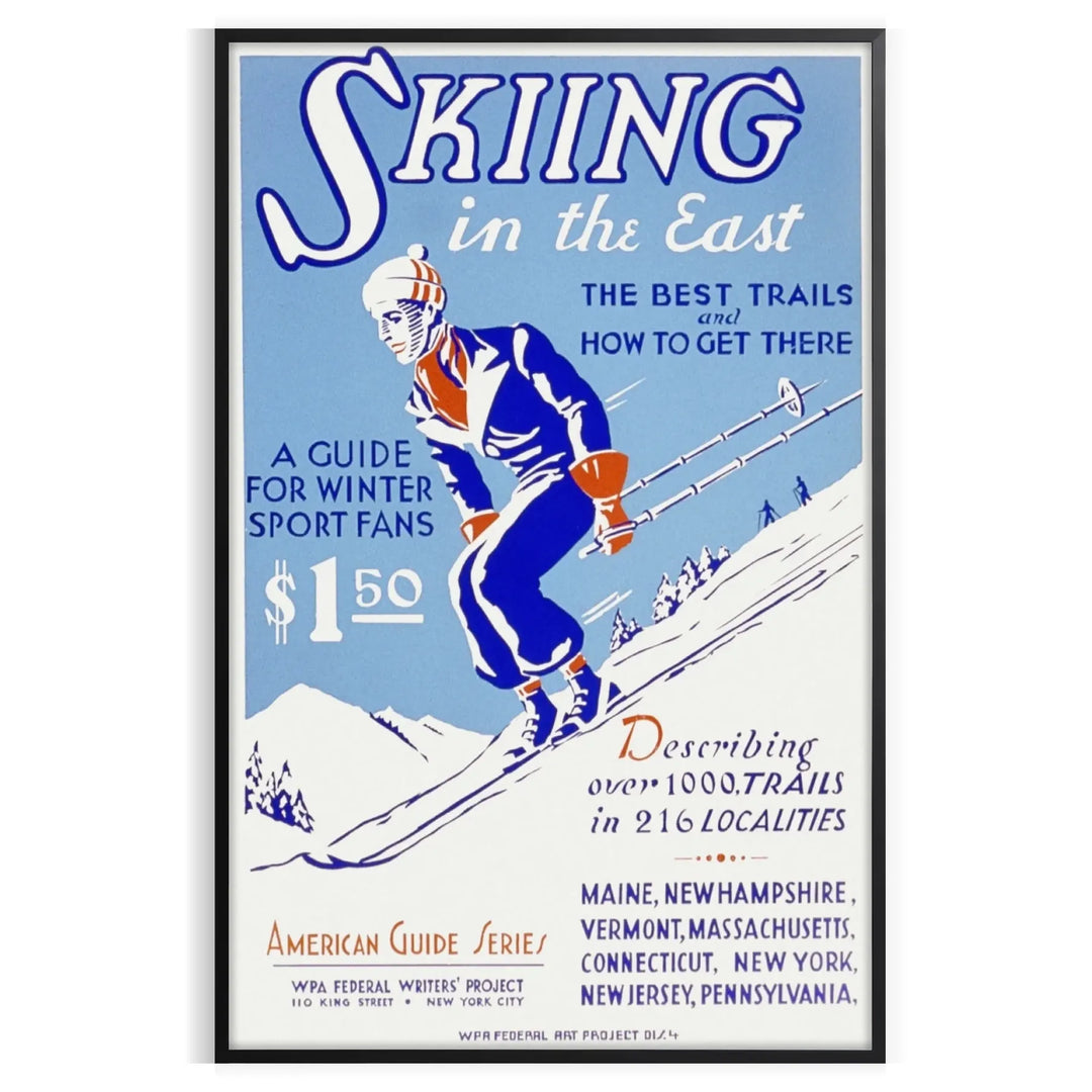 A ski scene with snowy slopes and blue skies