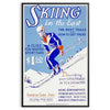 A ski scene with snowy slopes and blue skies - in a black frame
