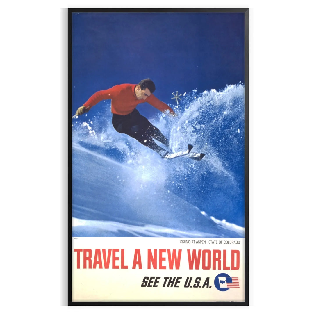 A skiing scene with dynamic slopes in orange and blue hues