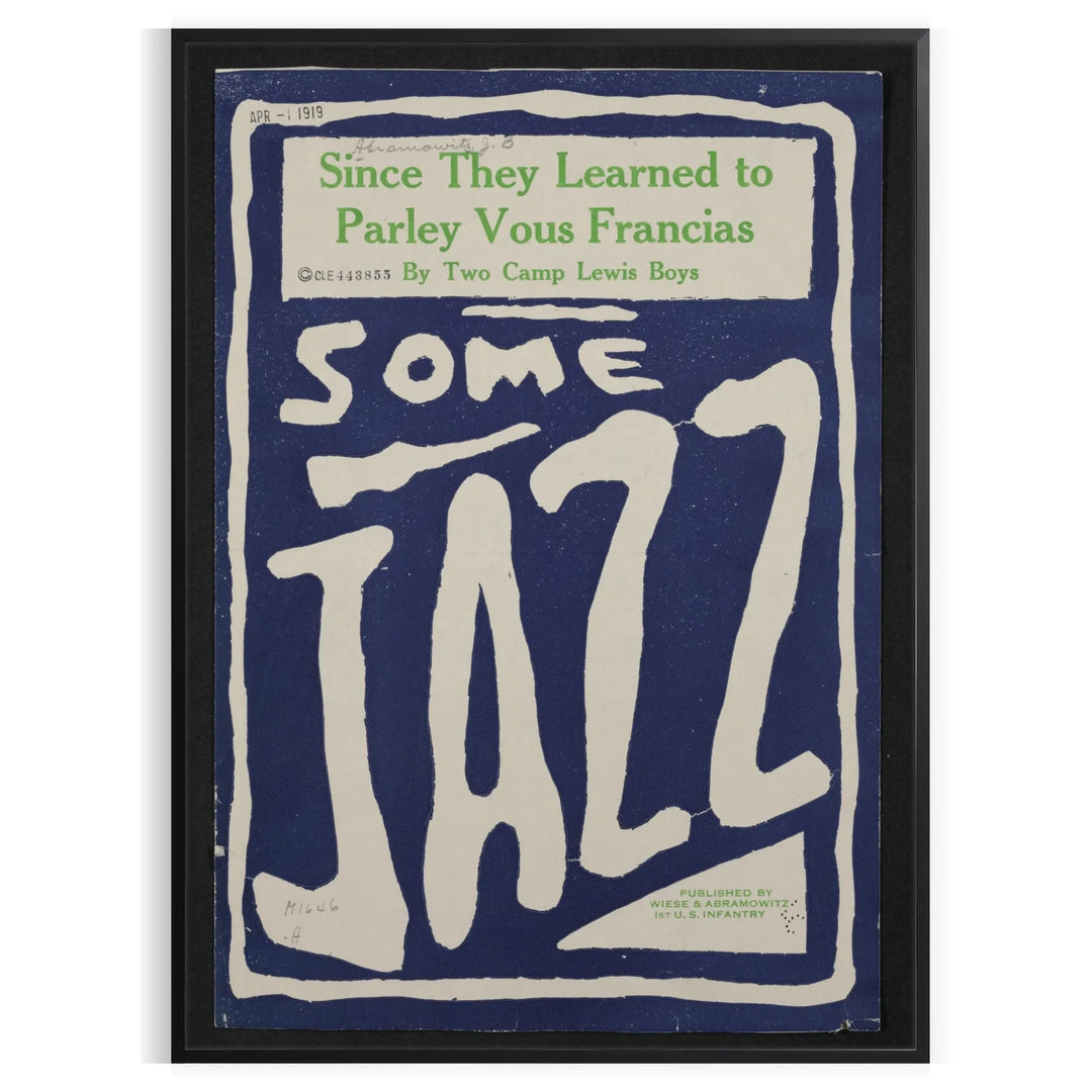 Abstract depiction of jazz musicians in gray and blue tones