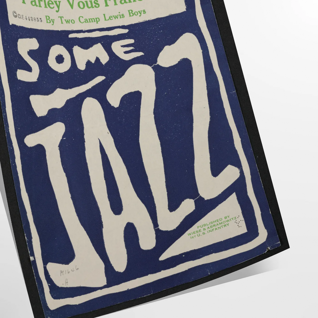 Abstract depiction of jazz musicians in gray and blue tones - as a rolled, unframed print
