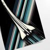 A sleek space rocket launching against a starry night sky in green and black - as a rolled, unframed print